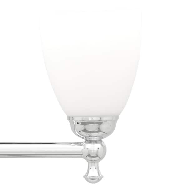 Solomone 22 in. 3-Light Polished Chrome Bathroom Vanity Light Fixture with Opal Glass Shades