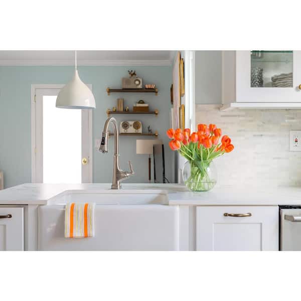 Touchless LED Single-Handle Pull-Down Sprayer Kitchen Faucet with Soap Dispenser in Stainless Steel