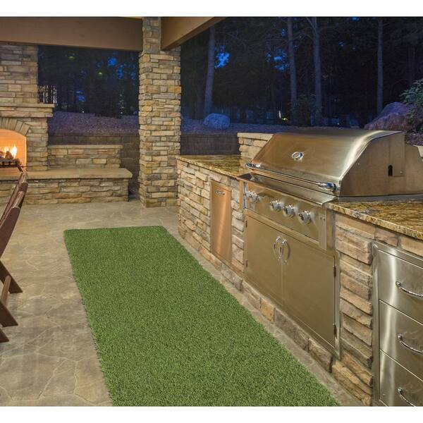 26 in. x 36 ft. Green Artificial Grass Runner Rug