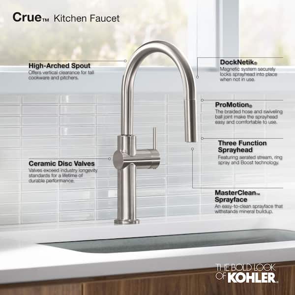 Crue Single-Handle Pull-Down Sprayer Kitchen Faucet in Matte Black