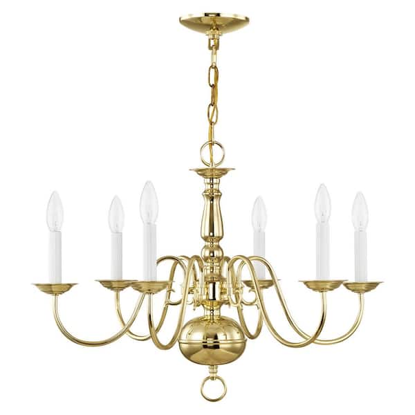 Williamsburgh 6 Light Polished Brass Chandelier