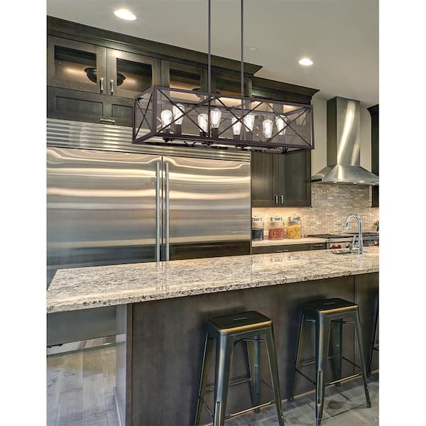 High Line 60-Watt 8-Light Satin Bronze Pendant with Clear Glass Shade