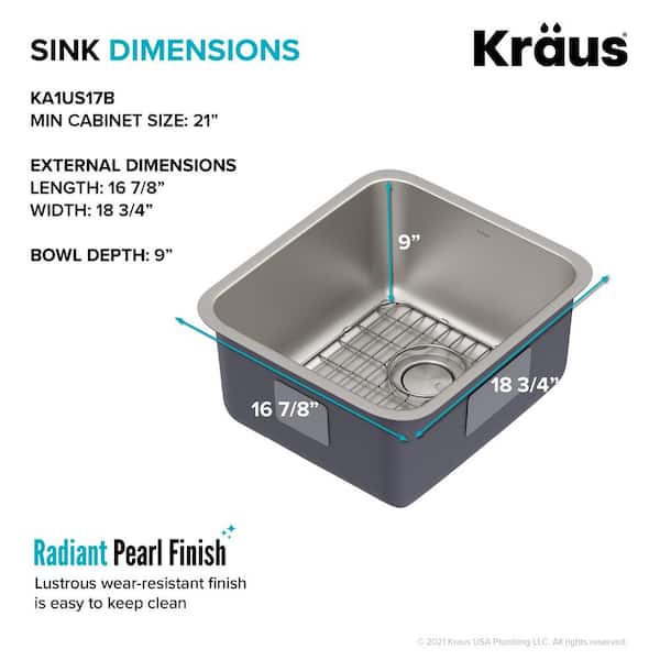 Dex 16-Gauge Stainless Steel 18.75 in. Single Bowl Undermount Kitchen Sink