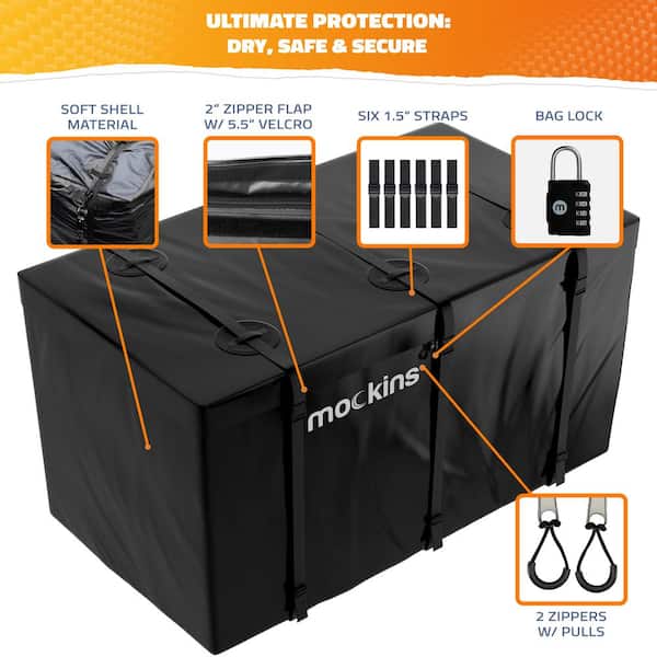 40 Cu.ft Waterproof Cargo Carrier Bag - 70in.x 33in.x 30in. - Hitch Bag with Lock, Straps and Carry Bag