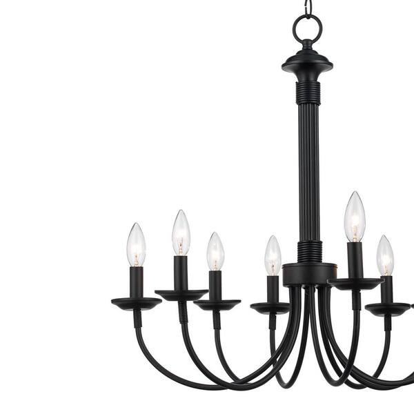 Candle 6-Light Black Candle Chandelier Light Fixture