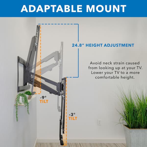 43 in. to 70 in. Height Adjustable Fireplace Gas Spring TV Mount, 72 lbs. Capacity