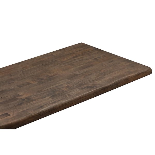 6 ft. L x 39 in. D Walnut Stained Hevea Butcher Block Countertop in With Live Edge