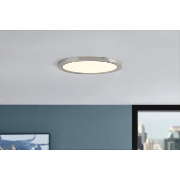 15 in. Brushed Nickel New Ultra-Low Profile Integrated LED Flush Mount 5CCT (2-Pack)