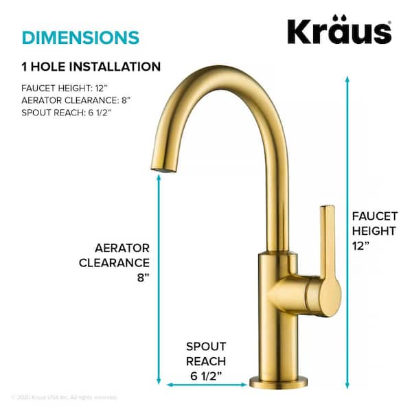 Oletto Single-Handle Kitchen Bar Faucet in Brushed Brass