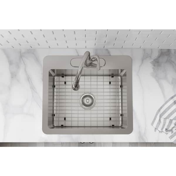 Avenue Drop-In/Undermount Stainless Steel 25 in. Single Bowl Kitchen Sink with Bottom Grid and Drain
