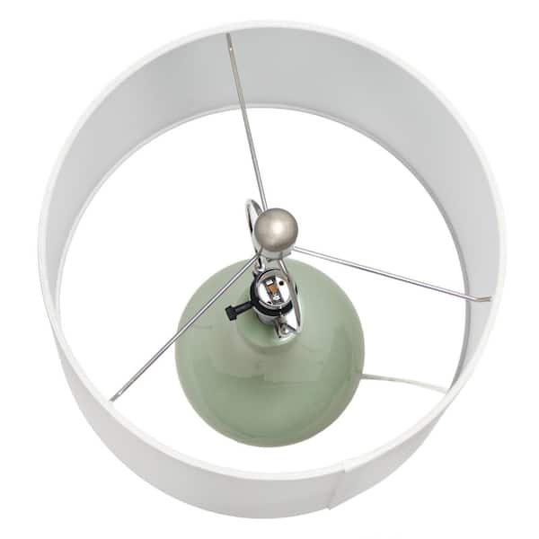 26.25 in. Sage Green Classix Modern Ceramic Droplet Table Lamp with White Fabric Shade