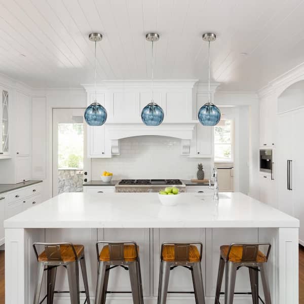 69 in. Hammered Blue Glass Pendant