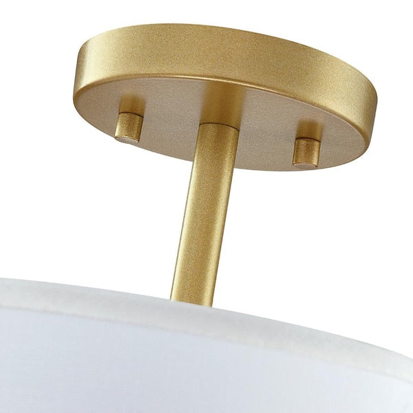 Celina 14 in. 4-Light Gold Canopy Semi-Flush Mount with White Scallop Fabric Shade