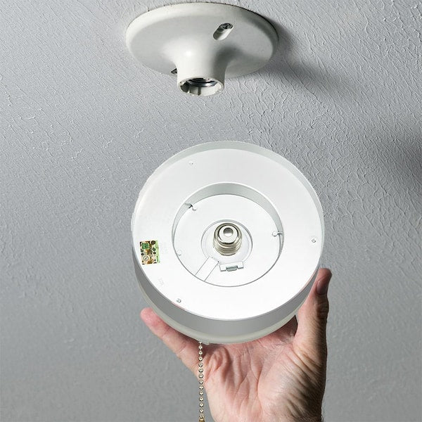 Spin Light 7 in. Closet Light LED Flush Mount Ceiling Light w/ Pull Chain Brushed Nickel Accent Clothes Closet Rated