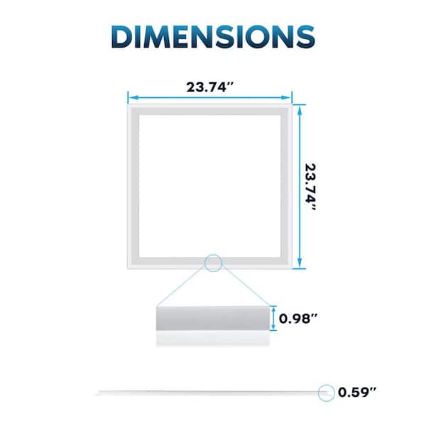 2 ft. x 2 ft. Frame LED Panel Lights, 5CCT, 2600/3900/5200 Lumens, 20-Watt/30-Watt/40-Watt, Dimmable, Damp Rated, ETL