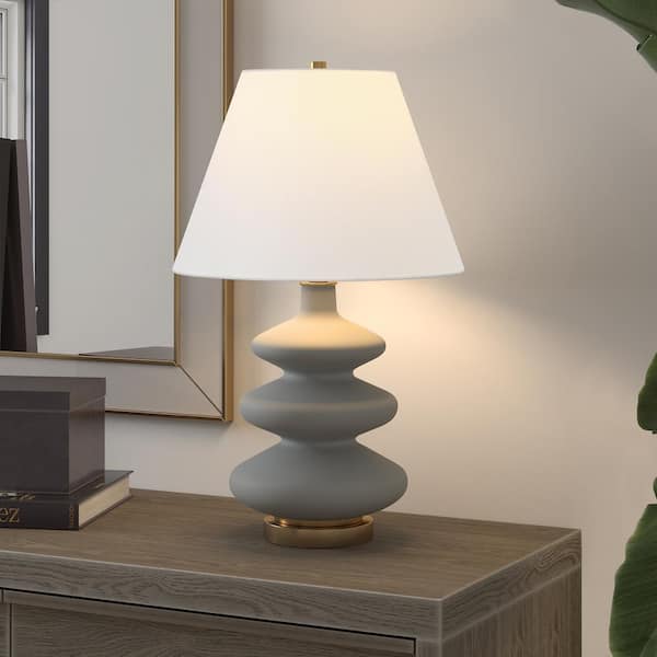 Carleta 26.5 in. Cool Gray Triple Gourd Table Lamp