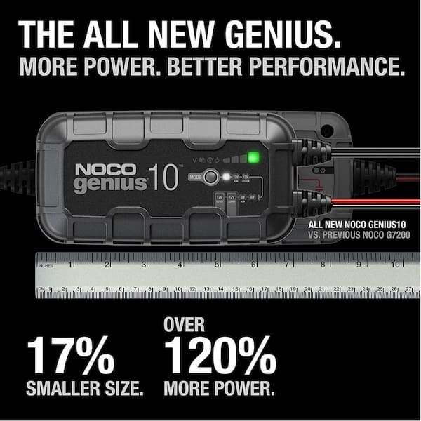 GENIUS10, 10-Amp Fully-Automatic Smart Charger, 6V & 12V Battery Charger & Battery Maintainer