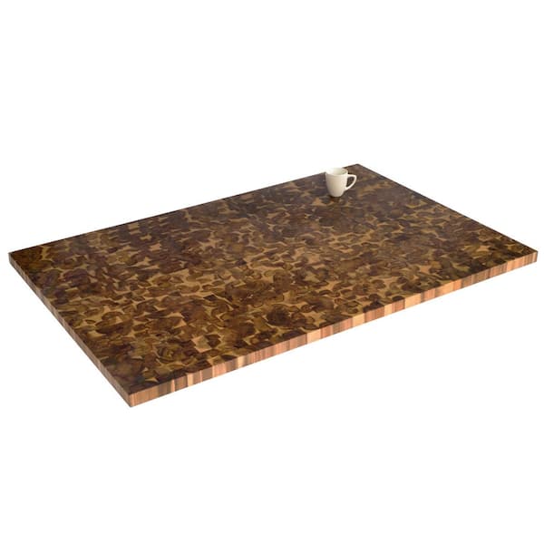 4.9 ft. L x 39.4 in. D, Acacia Butcher Block Island Countertop in Brown with Square Edge