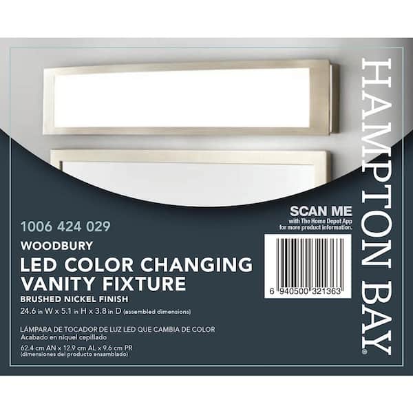 Woodbury 24.6 in. 1-Light Brushed Nickel Integrated LED Bathroom Vanity Light Bar with Frosted Acrylic Shade