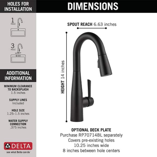 Essa Single-Handle Bar Faucet with MagnaTite Docking in Matte Black