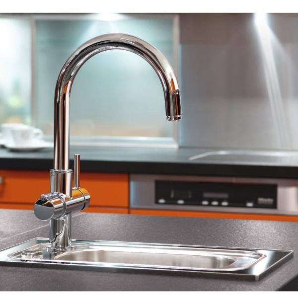 14 in. 1-Handle Hot and Cold Water Dispenser Faucet with Instant Hot Water Tank, Polished Chrome