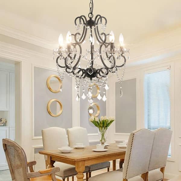 Atlanta 5 -Light Candle Style Classic/Traditional Chandelier with Crysta Accents