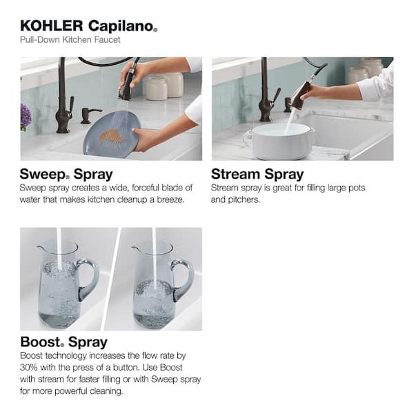 Capilano Single-Handle Pull-Down Sprayer Kitchen Faucet with Boost Technology in Oil-Rubbed Bronze