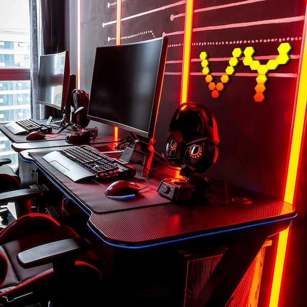 3.5 in. x 4 in. RGB Dimmable 120 Lumens Wall Lights with Remote; Dual Control 6 Hexagonal LED Wall Panel Lights