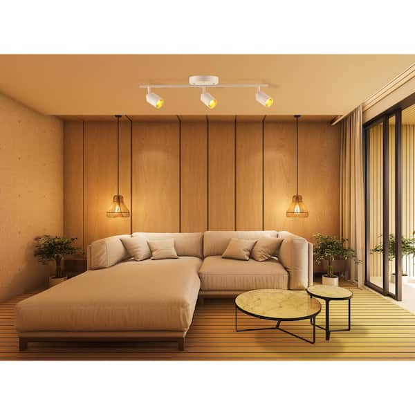 2 ft. 3-Bulb 1470 Lumens Sand White LED Track Lighting Kit Fixed Rail with Rotating Heads, 3000K