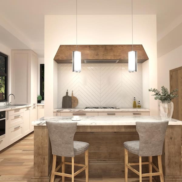 Subway Round 12-Watt 1 Light Chrome Modern Integrated LED Mini Pendant Light Fixture for Kitchen Island