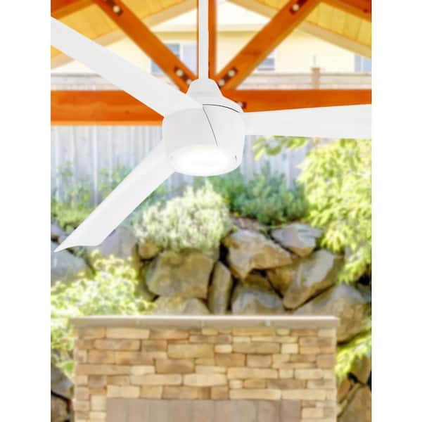 Skinnie 56 in. LED Indoor/Outdoor Flat White Ceiling Fan with Light and Remote Control