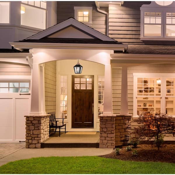 Valley Forge 3-Light Matte Black with Washed Copper Accents Outdoor Hanging Pendant