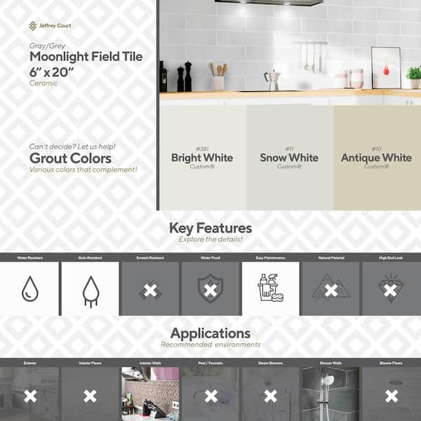 Moonlight Gray 6 in. x 20 in. Glossy Ceramic Wall Tile (10.76 sq. ft./Case)