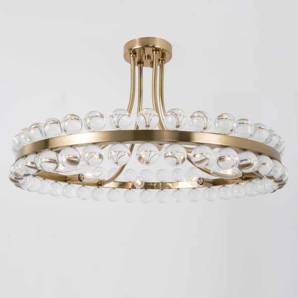 Jackson 8-Light 24 in. Bronze Semi-Flush Mount With Crystal