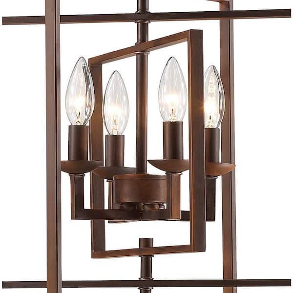 14 in. 4-Light Rubbed Bronze Outdoor Pendant