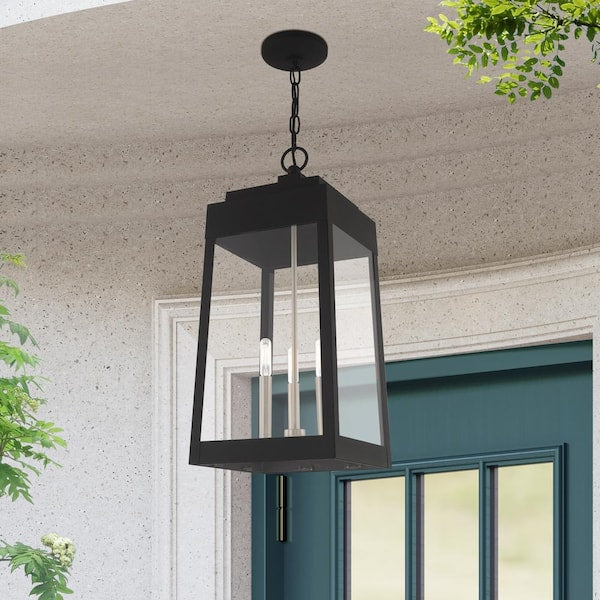 Oslo 3 Light Black Outdoor Pendant Lantern