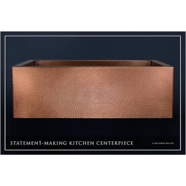 Luxury Medium Patina 12-Gauge Copper 30 in. Single Bowl Farmhouse Apron Kitchen Sink with Accs and Flat Front
