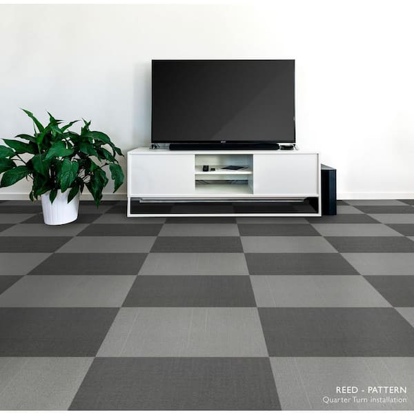 Reed Gray Residential/Commercial 19.68 in. x 19.68 Peel and Stick Carpet Tile (8 Tiles/Case)21.53 sq. ft.