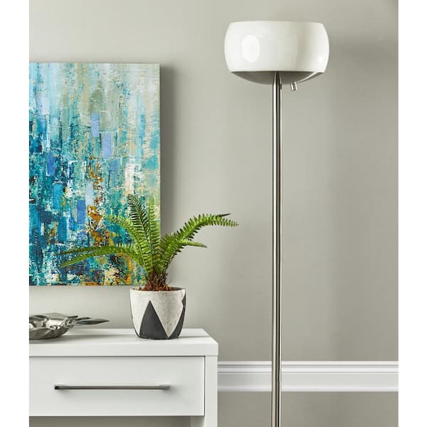 Jessica 71 in. 300-Watt Brushed Steel Torchiere Floor Lamp