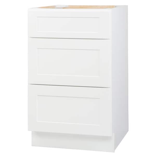 Bremen Ready to Assemble 21x34.5x24 in. Shaker Base Drawer with 1 Standard Drawer with 2 Deep Drawers in White