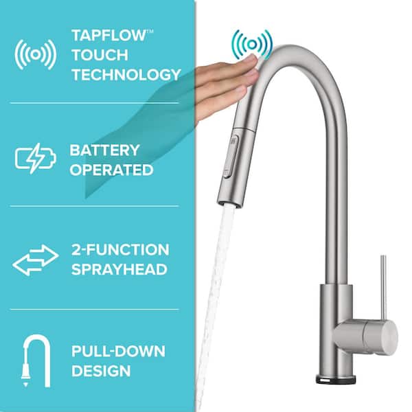 Oletto Single Handle Touch Pull Down Sprayer Kitchen Faucet in Spot Free Stainless Steel