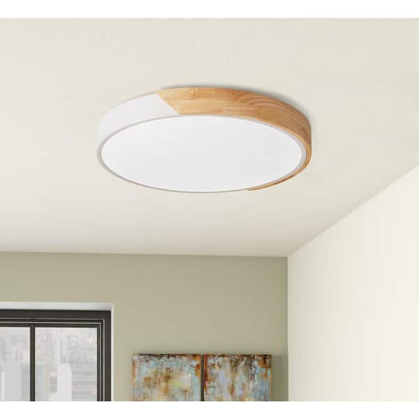 15.7 in. 1-Light White Circle LED Flush Mount Light Fixture Modern Simply Ceiling Lamp