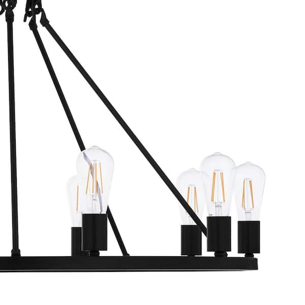 Stratton 10-Light Black Wagon Wheel, Industrial Farmhouse Dining Room Chandelier with Bulbs Included