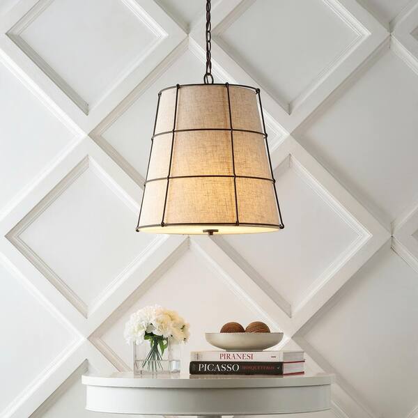 Silas 19 in. 3-Light Rustic Farmhouse Iron LED Pendant, Oil Rubbed Bronze