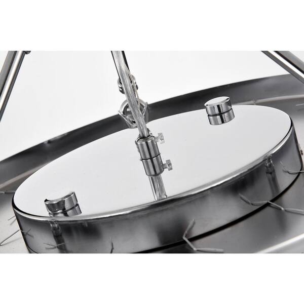 Alyvia 15 in. 4-Light Chrome Glam Semi-Flush Mount with Beaded Drum Shade and Hanging Crystals