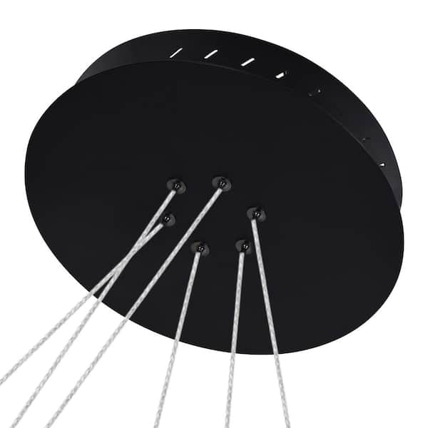 Tania 98-Watt 32 in. ETL Certified Integrated LED Black Chandelier Height Adjustable With 3-LED Circles Hanging Pendant