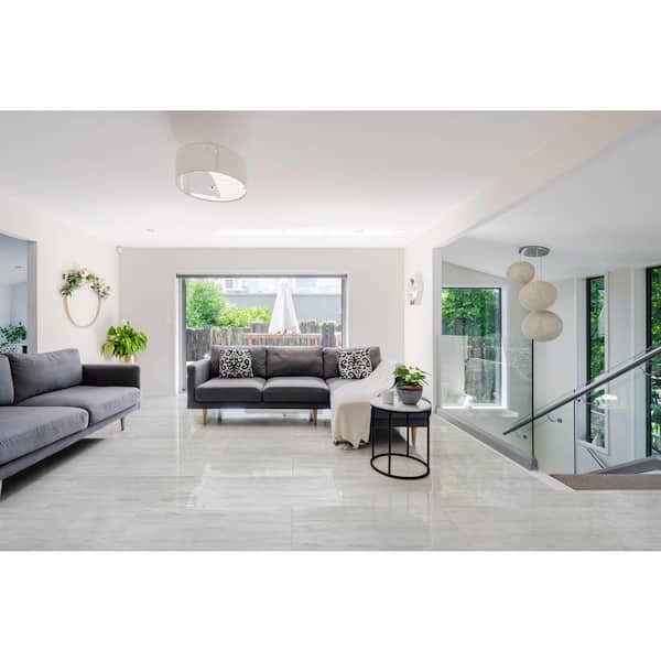 Nyon Gray 12 in. x 24 in. Polished Porcelain Floor and Wall Tile (16 sq. ft./Case)