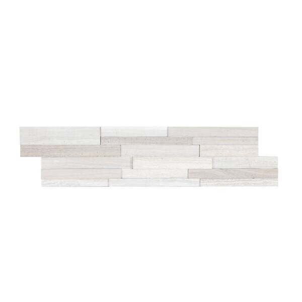White Oak 3D Ledger Panel 6 in. x 24 in. Honed Marble Wall Tile (6 sq. ft./Case)