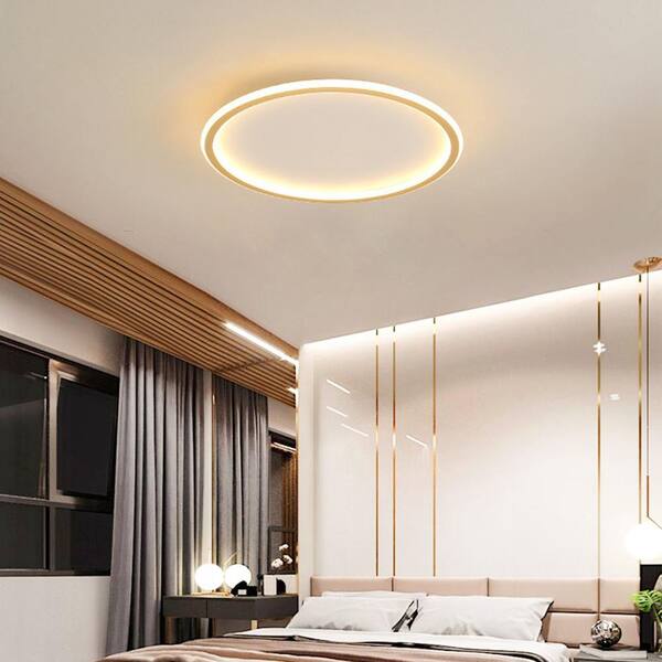 20 in. 1-Light Modern Simple Geometry Black LED Flush Mount Ceiling Light