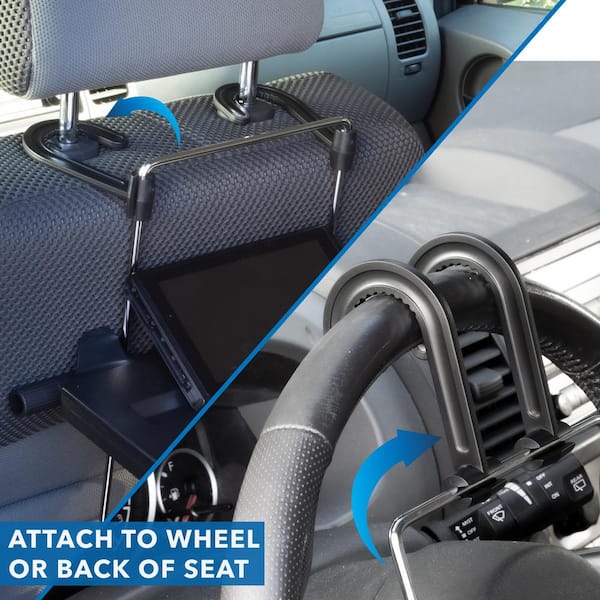 Height Adjustable Steering Wheel and Head Rest Laptop Tray